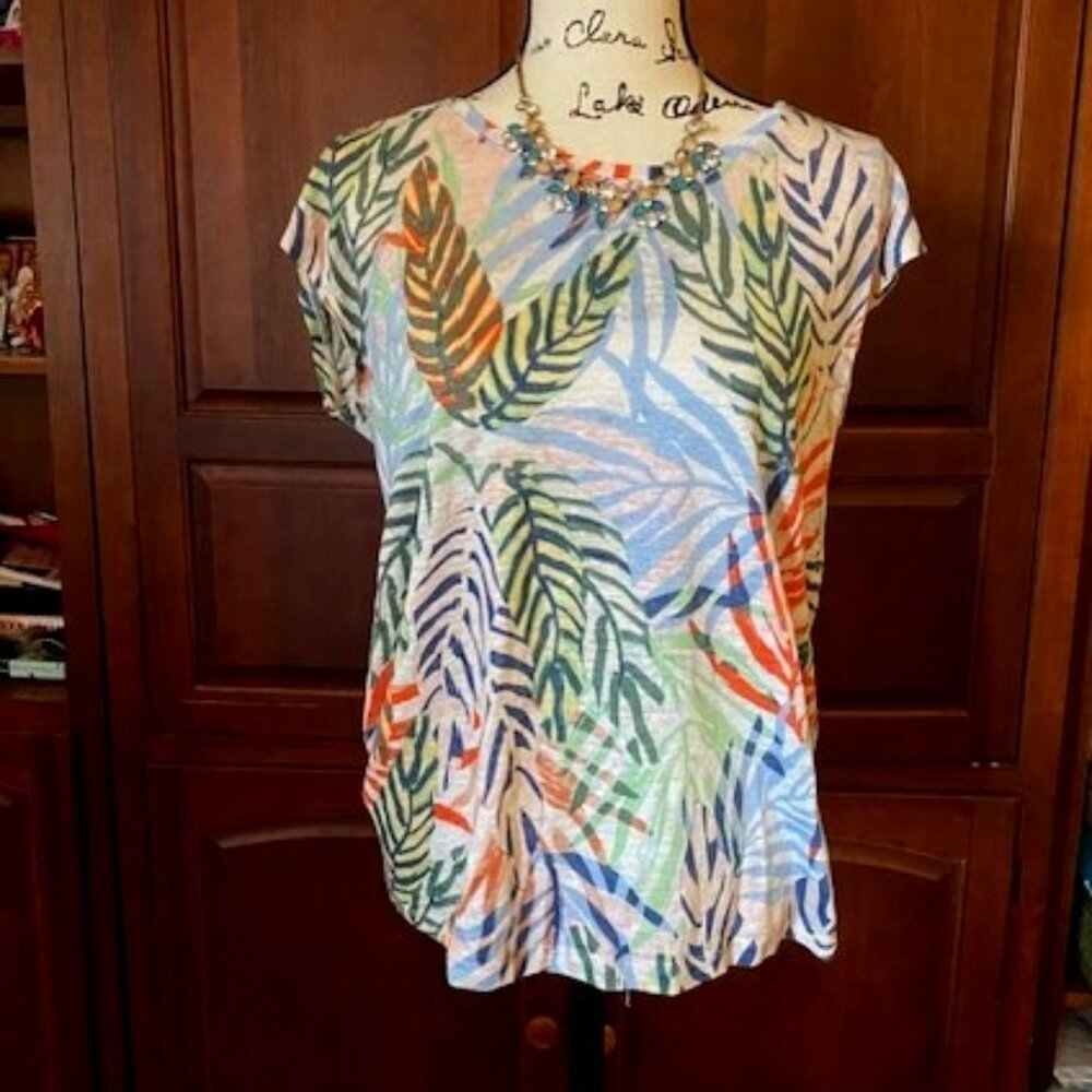 Tahari 100% Linen Women Blouse Top Size Medium